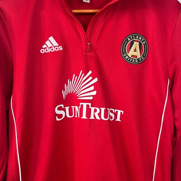 Adidas Atlanta United FC Soccer Futbol 1/4 Quarter Zip Red Pullover Mens Sz. S - Picture 4 of 6